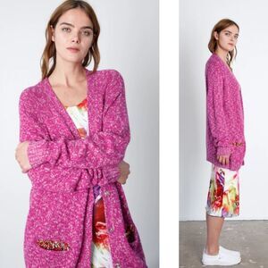 Le Superbe All The Time Embellished Cashmere Cardigan Sweater Pink XS